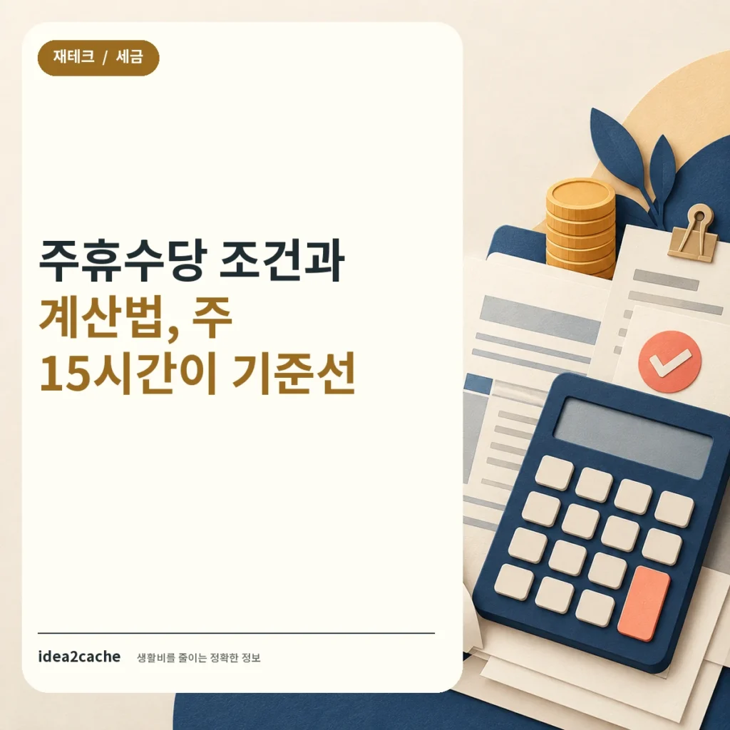카드뉴스 — 주휴수당 조건, 주 15시간이 갈림길