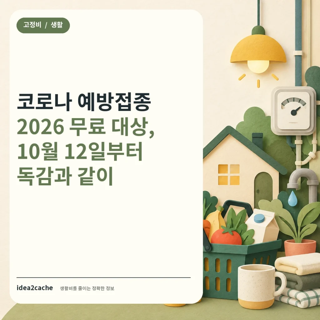 카드뉴스 — 코로나 예방접종 2026 무료 대상, 10월 12일부터 독감과 같이